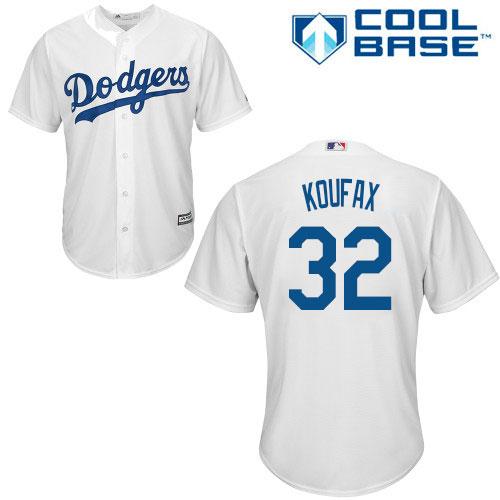 Dodgers #32 Sandy Koufax White Cool Base Stitched Youth MLB Jersey - Click Image to Close